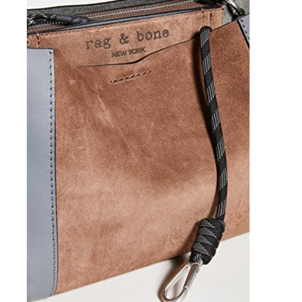 NWT $395 rag & bone Passenger Suede & Leather Crossbody Bag in Praline Suede!